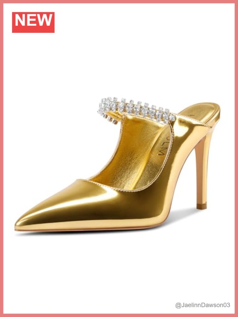 3.9" Stiletto Heel Mules Pointed Toe Rhinestone Wedding Pumps Slip-On Evening